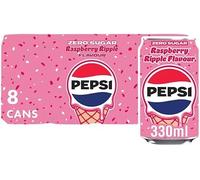Pepsi Raspberry Ripple Ice Cream Flavour Zero Sugar Soft Drink Cans 8 x 330ml | Raspberry & Creamy Cola Flavour | Zero Sugar Fizzy Drink Multipack