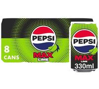 Pepsi Soft Drink | Classic Cola Refreshment for Every Occasion (Pepsi Max Lime No Sugar Cola Cans 8x330ml)