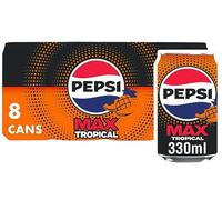 Pepsi Soft Drink | Classic Cola Refreshment for Every Occasion (Pepsi Max Tropical 8 x 330ml)