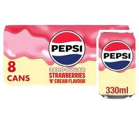 Pepsi Soft Drink | Classic Cola Refreshment for Every Occasion (Pepsi Strawberries 'n' Cream Soft Drink Cans 8x330ml)