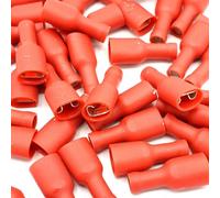 Pepte 100 X 4.8X0.5mm Red Fully Insulated Female Push-On Disconnects Terminals