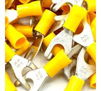 Pepte 100 X 6.4mm Yellow Cable Crimp Fork Spade Terminals Connectors