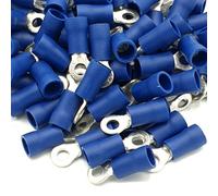 Pepte 100Pcs Blue Insulated Crimp Ring Terminals 3.7mm Stud Size Connectors