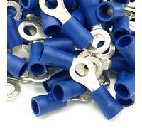 Pepte 100Pcs Blue Insulated Crimp Ring Terminals 4.3mm Stud Size Connectors