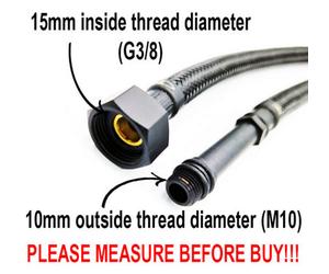 PEPTE 2 Pack Of 40Cm M10 X 3/8" Bsp Black Flexible Tap Tails Connectors Faucet Hoses