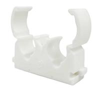Pepte 50 X 22mm Hinged Double Pipe Clips White Plastic 50 Pack