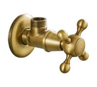 PEPTE Antique Brass Wall Service Angled Isolation Valve Cross Head 1/2