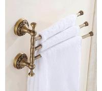 Pepte Bathroom Rotatable Towel Bar Triple Straight Rail 3-Tier Hanger Antique Brass