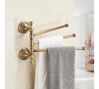 Pepte Bathroom Rotatable Towel Holder Triple Bar Rail 3-Tier Hanger Antique Brass