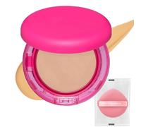 Peptide Bounce Balm Foundation with Puff - Medium Buildable Coverage & Soft Powder Finish - Lightweight Hydrating Makeup for Smooth Skin Suitable for All Skin Types (Natural Color)