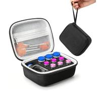 Peptide Box for 1-30 ml Vials, 10 Compartment Vial Box Peptide Storage Box for the Refrigerator, with Hand Strap & Adjustable Compartments, Insulin Vial Holder with Mesh Pocket for Needles