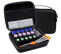 Peptide Case for Fridge, Insulin Vial Protector Case, 16 Slots Peptide Travel Holder Case Storage Organizer Bag for Diabetics Standard 1ml 2ml 3ml 5ml 10ml and 30ml Vials, No Ice Pack (Only Box) Black