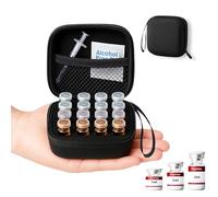 Peptide Vial Case for Fridge Storage - 16 Slot Organizer Holds 1-3ml Vials for Insulin, GLP-1, Peptides,Hard Shell Travel Case with Hand Strap,Black