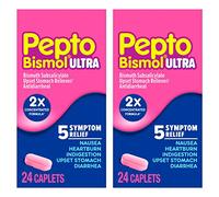 Pepto Bismol Caplets Ultra for Nausea, Heartburn, Indigestion, Upset Stomach, and Diarrhea - 5 Symptom Fast Relief, 48 Total (2 Packs of 24)