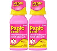 Pepto-Bismol for Nausea, Heartburn, Indigestion, Upset Stomach and Diarrhoea Relief, 5 Symptom Relief, 120ml (Pack of 2)