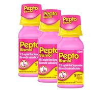 Pepto-Bismol for Nausea, Heartburn, Indigestion, Upset Stomach and Diarrhoea Relief, 5 Symptom Relief, 120ml (Pack of 3)