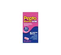 Pepto Bismol Ultra Caplets 5 Symptom Upset Stomach Relief, 24 ct