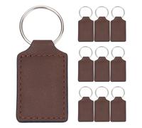 PEPWE 10pcs Blanks PU Leather Keychains for Creative Making Rectangular Double-Sided Key Chain Heat Transfer Keyrings