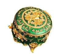 PEPWE Antique Metal Enameled Trinket Storage Box Decorative Home Decoration Jewelry Organiser For Necklace Rings Vintage Jewelry Box