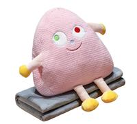 PEPWE Cartoon Triangular Plush Pillow with Builts in Washable Blanket and Hand Warmer Design for Office Napping Home Use Desk Pillow with Blanket