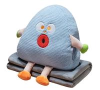 PEPWE Cartoon Triangular Plush Pillow with Builts in Washable Blanket and Hand Warmer Design for Office Napping Home Use Desk Pillow with Blanket