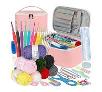 PEPWE Crochet Hooks Set Starter for Beginners Adults Include Metal Hook Wool Case & Knitting Accessory for Beginners Kids Adults Starter Knitting Tools Ergonomic Sets