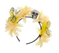PEPWE Halloween Skull Headband Punk Flower Headbands Butterfly Hairband Day Of The Dead Floral Hairpiece Cosplay Masquerad Outdoor Halloween Skull