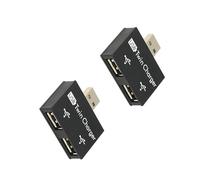 PEPWE Tiny USB 2.0 Extender Double Port Battery Pack Data Transfer Center for Computer Typewriter U Disk Double USB Port Unifier with Charging Function