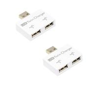 PEPWE Tiny USB 2.0 Extender Double Port Battery Pack Data Transfer Center for Computer Typewriter U Disk Double USB Port Unifier with Charging Function