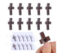 Pequecom Cross My Heart Encouragement Gift Wooden Pocket Cross Handheld Wooden Cross, Clinging and Praying, Walnut Fingertip Stress Relief Religious Gifts with Organza Bags 10pcs