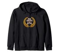 Per Aspera Ad Astra Latin Philosophy Laurel Wreath Zip Hoodie