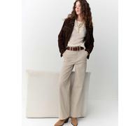 Per Una Cotton Rich High Waisted Striped Wide Leg Jeans Brown Mix