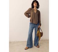 Per Una Denim Pintuck Wide Leg Jeans Medium Indigo