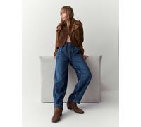 Per Una High Waisted Barrel Ankle Grazer Jeans Dark Indigo