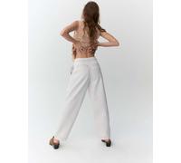 Per Una High Waisted Barrel Trousers Ecru