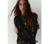 Per Una Jacquard Metallic Shirred Yoke Blouse Black Mix