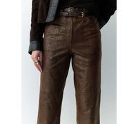 Per Una Leather Snake Print Straight Leg Trousers Brown Mix