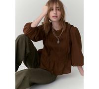 Per Una Pure Cotton Pleat Front Blouse Conker