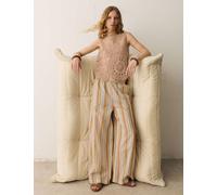 Per Una Pure Cotton Striped Wide Leg Trousers Pink Mix