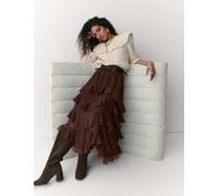 Per Una Ruffle Maxi Tiered Skirt Chocolate