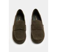 Per Una Suede Contrast Stitch Flat Loafers Olive