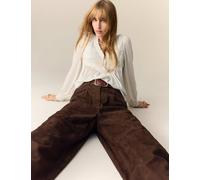 Per Una Suede Wide Leg Cropped Trousers Conker