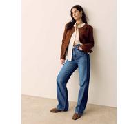 Per Una Two Tone High Waisted Straight Leg Jeans Medium Indigo
