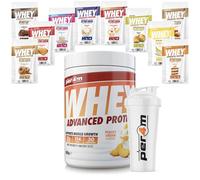 Per4m Advanced Whey Protein Powder | 30 Serving Low Sugar Protein Shake with Amino Acids | Perfect for Your Gym Bag and Travel | Shaker & 5 Mixed Selection Sachets (900g, Peachy Cream)