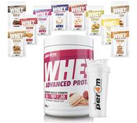 Per4m Advanced Whey Protein Powder | 30 Serving Low Sugar Protein Shake with Amino Acids | Perfect for Your Gym Bag and Travel | Shaker & 5 Mixed Selection Sachets (900g, Raspberry White Chocolate)