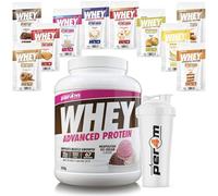 Per4m Advanced Whey Protein Powder | 67 Serving Low Sugar Protein Shake with Amino Acids | Perfect for Your Gym Bag and Travel | Shaker & 10 Mixed Selection Sachets (2010g, Neapolitan Ice Cream)