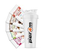 Per4m Advanced Whey Protein Powder Mixed Sachet Taster Pack & Multifunction Shaker | Low Sugar Protein Shake with Amino Acids | Perfect for Your Gym Bag and Travel (5 Sachets + Shaker)