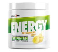 Per4m Energy Pre Workout with Amino Acids | Caffeine, Tyrosine, Citrulline & Theobromine | Endurance, Focus & Sustained Power | 60 Servings (390g, Pineapple Rings)