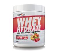 Per4m Whey Hydrate | 23g Whey Isolate & Aquamin Electrolytes | Muslce Growth & Hydration | Clear, Refreshing & Low in Sugar | 15 Serving (450g, Raspberry Peach)