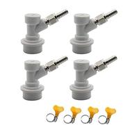 PERA Ball Lock Keg Disconnect Set, Beer Ball Lock Gas Quick Disconnect 1/4 MFL with 5/16" Swivel Nuts Hose Clamps for Beer Homebrew (4PCS)